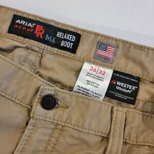 Ariat FR Pants Mens 38x32 Beige M4 Relaxed Boot Flame Resistant Westex Work